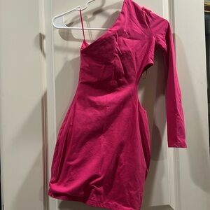 Superdown Revolve One Shoulder cutout Bodycon mini dress stretchy size XS pink